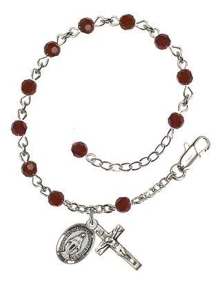 Adjustable Sterling Silver 4mm Austrian Crystal Rosary Bracelet in Garnet