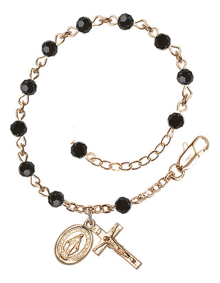 Adjustable 14 Karat Gold-Filled 4mm Austrian Crystal Rosary Bracelet in Jet