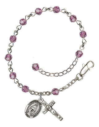 Adjustable Sterling Silver 4mm Austrian Crystal Rosary Bracelet in Light Amethyst