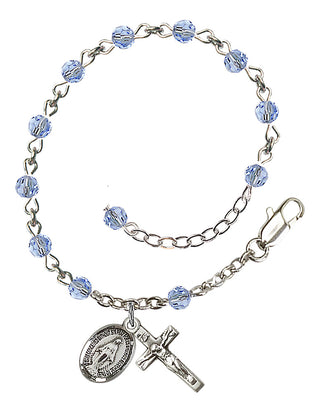 Adjustable Sterling Silver 4mm Austrian Crystal Rosary Bracelet in Light Sapphire