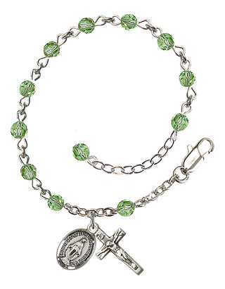Adjustable Sterling Silver 4mm Austrian Crystal Rosary Bracelet in Peridot