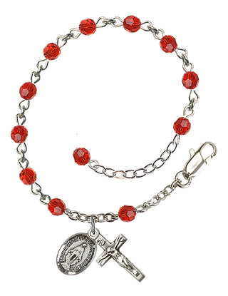 Adjustable Sterling Silver 4mm Austrian Crystal Rosary Bracelet in Ruby
