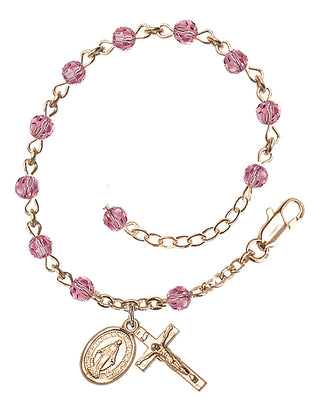 Adjustable 14 Karat Gold-Filled 4mm Austrian Crystal Rosary Bracelet in Rose
