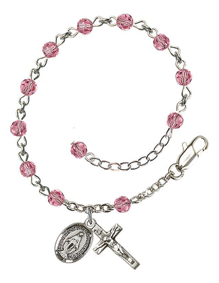 Adjustable Sterling Silver 4mm Austrian Crystal Rosary Bracelet in Rose