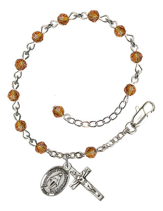 Adjustable Sterling Silver 4mm Austrian Crystal Rosary Bracelet in Topaz