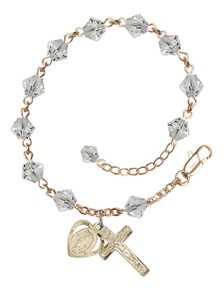 Adjustable 14 Karat Gold-Filled 6mm Austrian Crystal Rosary Bracelet in Crystal
