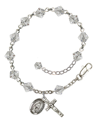 Adjustable Sterling Silver 6mm Austrian Crystal Rosary Bracelet in Crystal