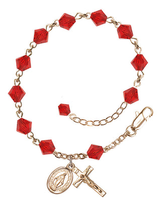 Adjustable 14 Karat Gold-Filled 6mm Austrian Crystal Rosary Bracelet in Ruby