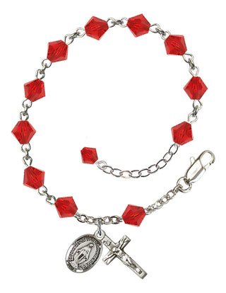 Adjustable Sterling Silver 6mm Austrian Crystal Rosary Bracelet in Ruby