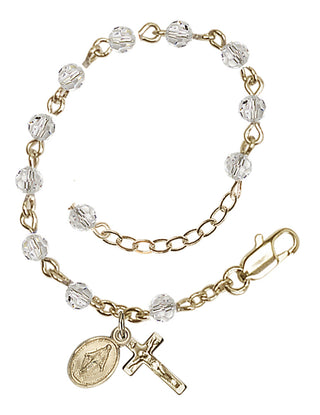 Adjustable Gold Plated 4mm Austrian Crystal Rosary Bracelet in Crystal