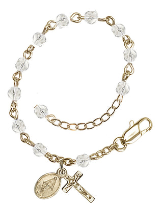 Adjustable Gold Plated 4mm Fire Polished Rosary Bracelet in Crystal