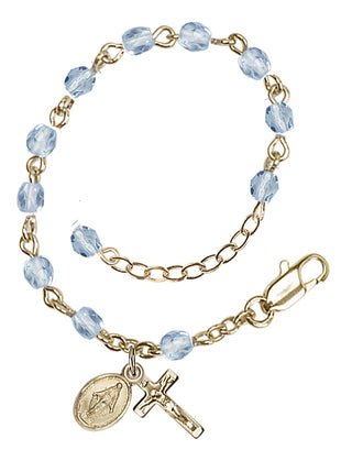 Adjustable Gold Plated 4mm Fire Polished Rosary Bracelet in Sapphire
