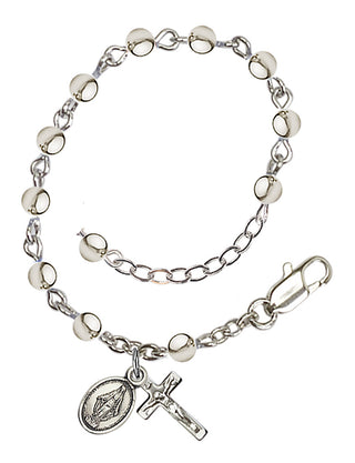 Adjustable Sterling Silver 4mm Infant Rosary Bracelet