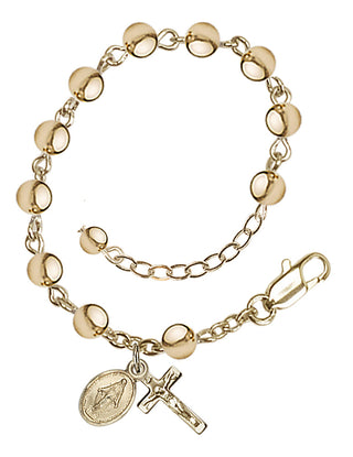 Adjustable 14 Karat Gold 5mm Infant Rosary Bracelet