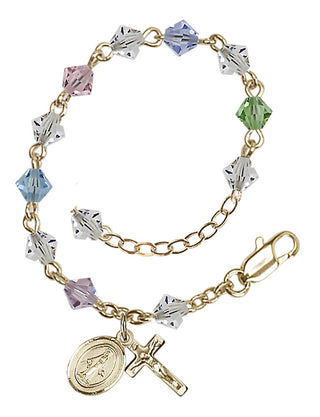 Adjustable Gold Plated 5mm Austrian Crystal Rosary Bracelet in Multi-Color