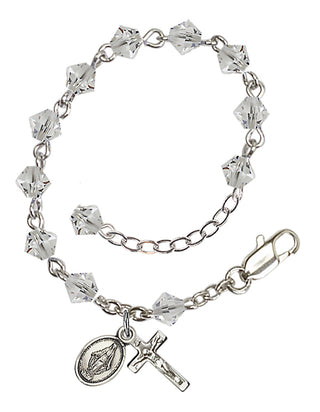 Adjustable Sterling Silver 5mm Austrian Crystal Infant Rosary Bracelet in Crystal