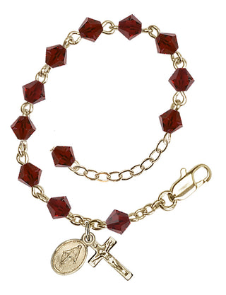 Adjustable 14 Karat Gold-Filled 5mm Austrian Crystal Infant Rosary Bracelet in Garnet