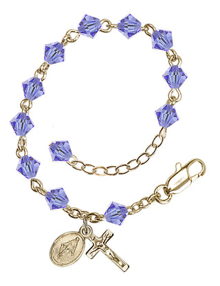 Adjustable 14 Karat Gold-Filled 5mm Austrian Crystal Infant Rosary Bracelet in Light Sapphire