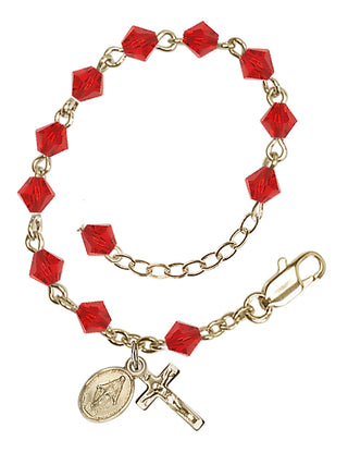 Adjustable 14 Karat Gold-Filled 5mm Austrian Crystal Infant Rosary Bracelet in Ruby
