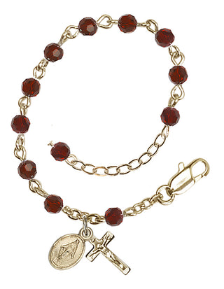 Adjustable 14 Karat Gold-Filled 4mm Austrian Crystal Infant Rosary Bracelet in Garnet