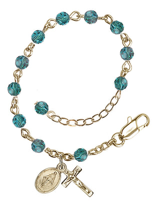 Adjustable 14 Karat Gold 4mm Austrian Crystal Infant Rosary Bracelet in Zircon