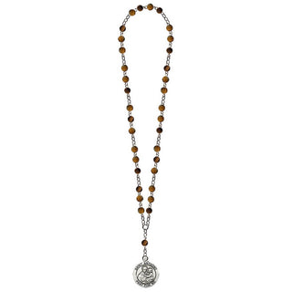 Silver Plate 6mm Tiger Eye St. Anthony Rosary Chaplet