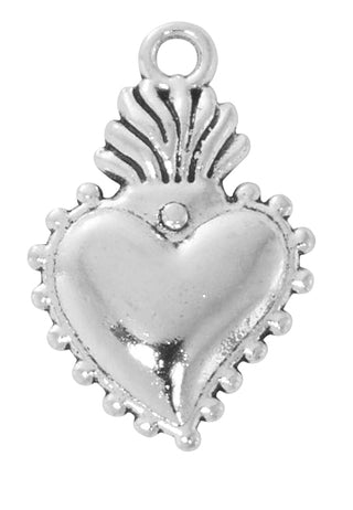 Rhodium Sacred Heart Pendant