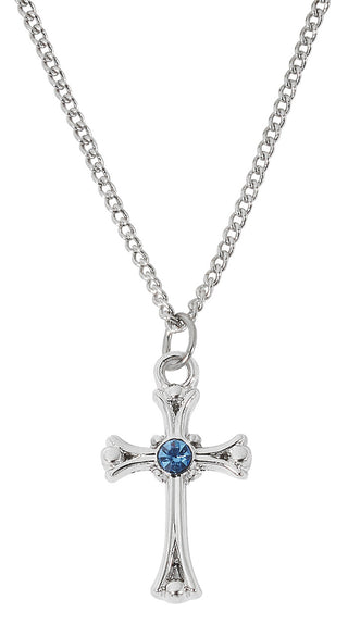 18-inch Rhodium Filled Zircon Cross, Boxed