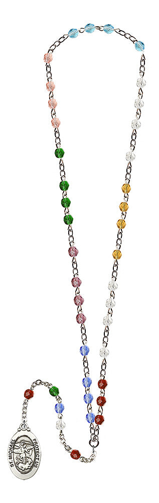 Silver-Plated 6mm Saint Michael the Archangel Rosary Chaplet