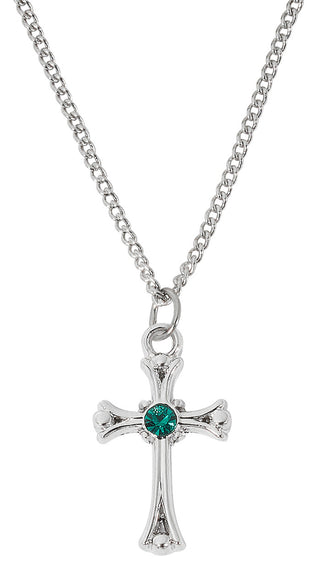 18-inch Rhodium Filled Emerald Cross, Boxed