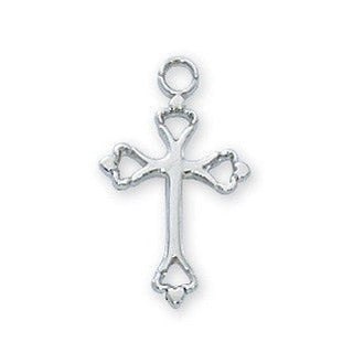 18-inch Rhodium Filled Peridot Cross, Boxed
