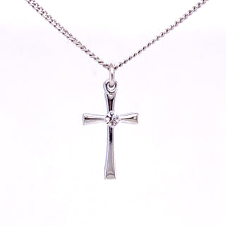 18-inch Rhodium Filled Sapphir Cross, Boxed