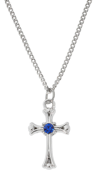 18-inch Rhodium Filled Garnet Cross, Boxed