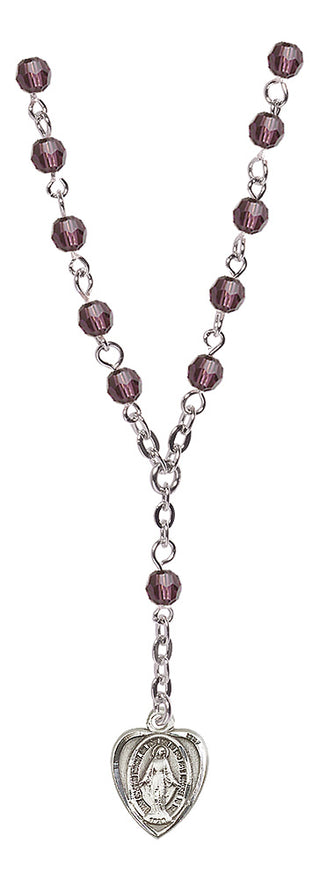 Silver-Plated 4mm Miraculous Rosary Necklace