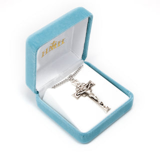 1 7/8-inch Sterling Silver Crucifix with 24-inch Chain