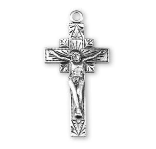 1 5/16-inch Sterling Silver Crucifix with 24-inch Chain