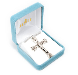 2 1/4-inch Sterling Silver Crucifix with 24-inch Chain