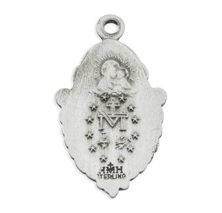7/8-inch Sterling Silver Scapular and Miraculous Combination Medal with 18-inch Chain and Box