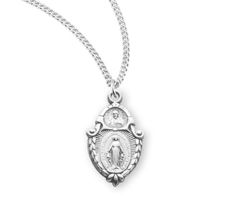 7 8 Inch Sterling Silver Scapular And Miraculous Combination Medal With 18 Inch Chain And Box
