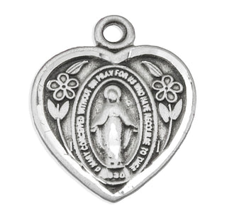 Sterling Silver Heart Shaped Miraculous Medal