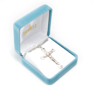 1 15/16-inch Sterling Silver Crucifix with 24-inch Chain