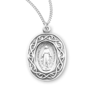 Sterling Silver Miraculous Medal With The Crown Of Thorns Border