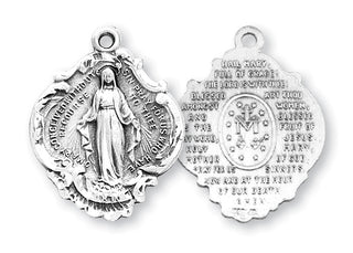 1 1/16-inch Sterling Silver Miraculous Medal with The Hail Mary Prayer on the Reverse Side - SALE