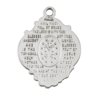 1 1/16-inch Sterling Silver Miraculous Medal with The Hail Mary Prayer on the Reverse Side