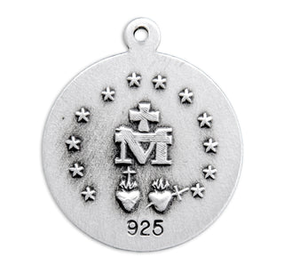 Sterling Silver Round Blue Miraculous Medal