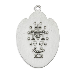 1 1/4-inch Sterling Silver Marines Medal with Miraculous Medal 24-inch Chain