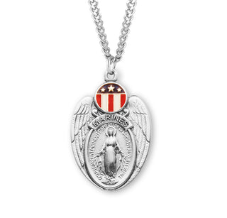 1 1 4 Inch Sterling Silver Marines Medal With Miraculous Medal 24 Inch Chain