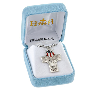 1 1/8-inch "Winged" Miraculous Cross with 24-inch Chain