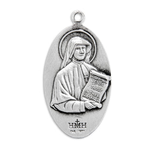 1-inch Sterling Silver Divine Mercy/Maria Faustina Medal with 18-inch Chain
