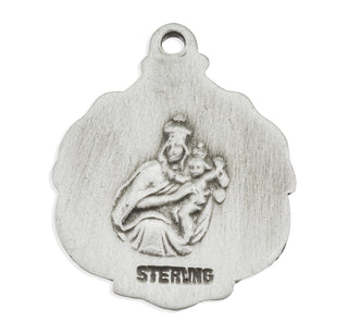 15/16-inch Sterling Silver Scapular Medal with 18-inch Chain